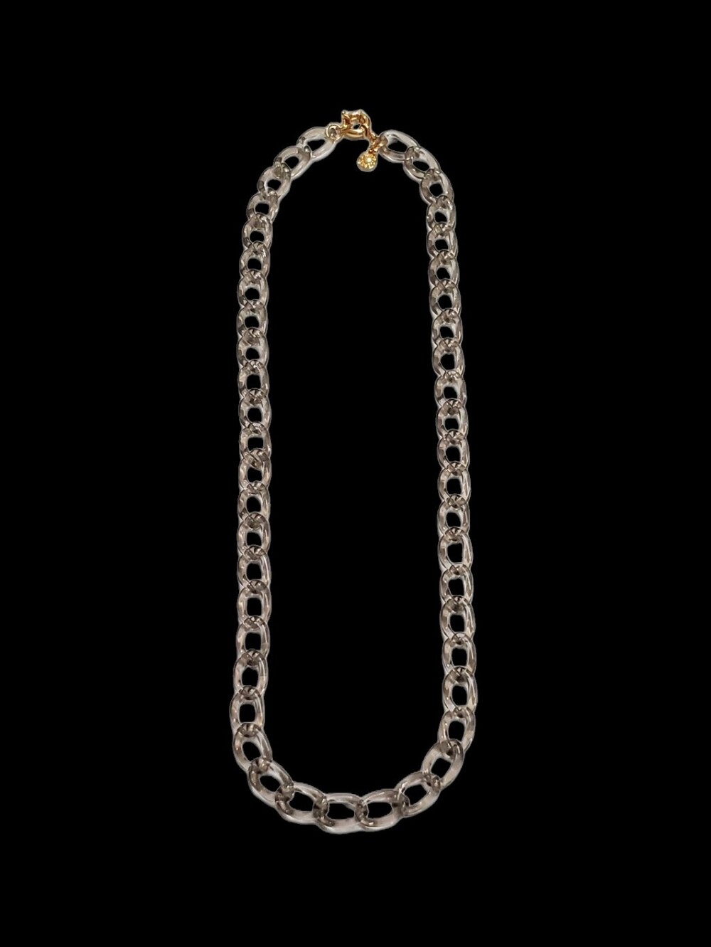 Estate J.CREW Smokey Gray Chunky Acrylic/Resin Link Statement Necklace - 32"